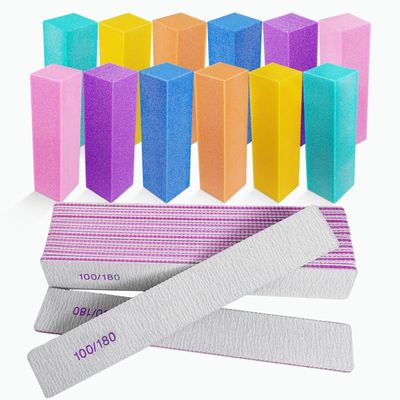 Nail Files and Buffers (24 Pack), Nail Buffer Block Nail File Set for Acrylic and Natural Nails, Professional Manicure Tool 4 Sides 100120180 Grit Emery Board Sponge Buffing Buffers Blocks Gray