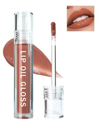 Hydrating Lip Tint Stain-1Pcs Tinted Plumping Lip Glow Oil, Moisturizing Water Lip Stain Makeup, Pigmented Non-Sticky Vegan Lip Gloss, Multi-Use Lip &amp; Cheek Tint, Nude Glossy Finish, Cruelty Free-02#