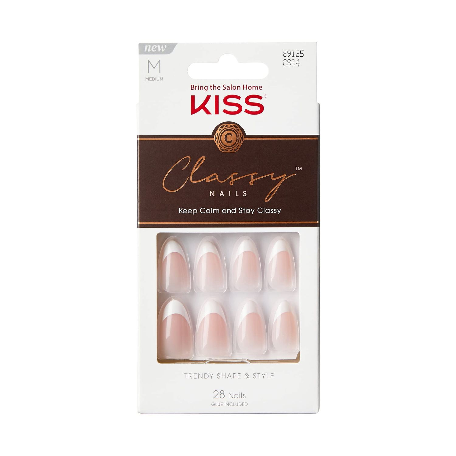 KISS Classy Fake Nails Ready-To-Wear DIY Manicure - Dashing, Waterproof, Smudge Proof, Chip Proof, No Dry Time, Durable &amp; Flexible, Long Lasting, Medium &amp; Coffin Shaped, Quick &amp; Easy | 28 Count