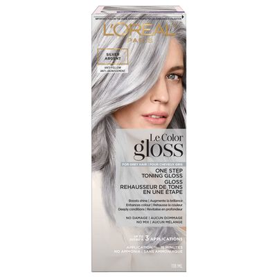 L&#39;Oreal Paris Le Color Gloss One Step In-Shower Toning Hair Gloss, Neutralizes Brass, Conditions &amp; Boosts Shine, Silver, 4 Ounce