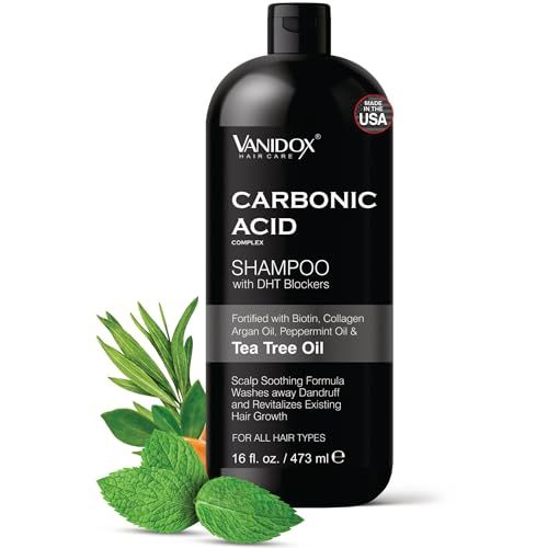 VANIDOX Carbonic Acid Shampoo for Men and Women with DHT Blockers - Made in USA - Stimulates Hair Growth, Scalp Exfoliator, Sulfate Free Shampoo with Biotin and Tea Tree Oil (16 Fl Oz)