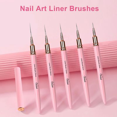 5Pcs Nail Art Liner Brushes,Liner Brush For Nails Gel,Thin Liner Nail Brush Set,Nail Art Striping Brushes,Painting Art Design Pen For Long Lines, Thin Details, Fine Drawing Sizes 59132025mm
