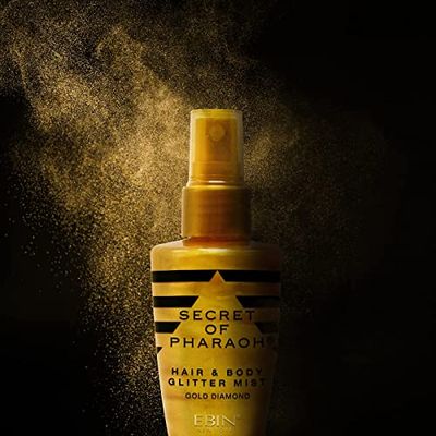 EBIN NEW YORK Egyptian Diamond Hair, Face &amp; Body Glitter Mist - Gold 2.37oz | Quick-Drying, Long-Lasting Shiny Spray for Clothes, Rave, Festival, Travel Essentials | TikTok Trend Items