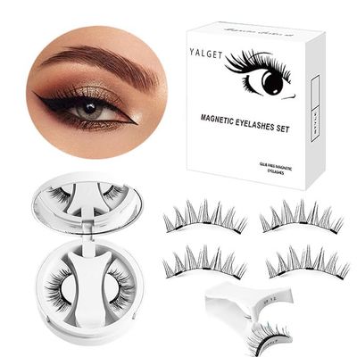 YALGET Magnetic False Eyelashes Set No Glue Eyelashes Reusable Magnetic False Eyelashes with Eyelash Applicator (EM07)