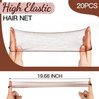 Fandamei Hair Accessories Set 20PCS Mesh Hair Nets Invisible and 40PCS U Shaped Hair Pins for Women, Girls, Ballet Bun Maker &amp; Dance (Hair Nets- 20 inch(50cm), Hair Pins- 2.4 inch(6cm)), Brown