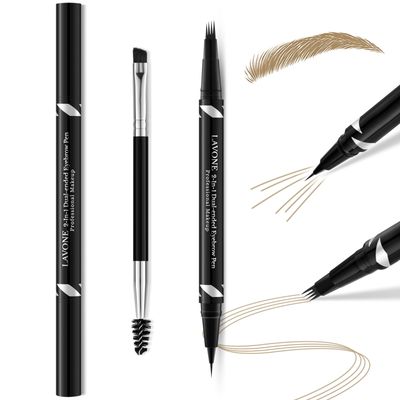 LAVONE Eyebrow Pen,2-IN-1 Dual-ended Waterproof Eyebrow Pencil,with 4 Tip Microblading Eyebrow Pen and Ultra-Precise Brow Pencil,Dual-ended Eyebrow Brush,Eyebrows Makeup for Natural Looking-Blonde