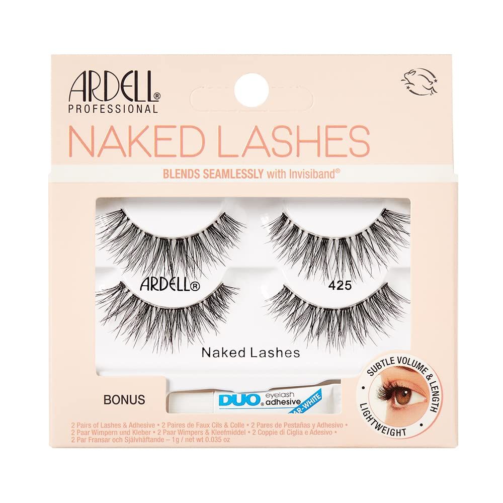 Ardell Naked Lashes 425, 2 Pairs, with DUO Clear-White Adhesive, Subtle Volume &amp; Length