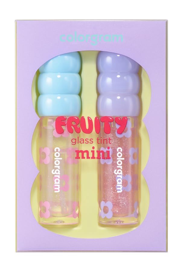 COLORGRAM FRUITY GLASS TINT MINI SET 01 DOUBLE GLOSS | Moisturizing &amp; Long Lasting Korean Lip Stain Tint | Stocking Stuffer, Gifts for Women and Teen Girls