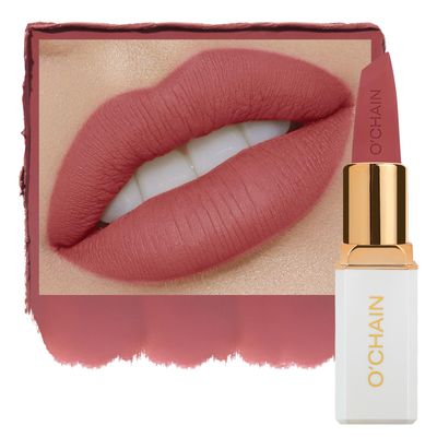 O&#39;CHAIN Red Matte Lipstick, Long Lasting Full Coverage Non-Transfer Lipstick for Women Infused with Jojoba Oil and Vitamin E, Cruelty-Free &amp; Vegan (10 STAYCATION) 0.12 Oz