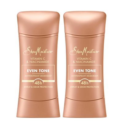 SheaMoisture Antiperspirant Deodorant Stick Even Tone Vitamin C &amp; Niacinamide 2 Count for 48HR Sweat &amp; Odor Protection with No Parabens &amp; No Mineral Oil 2.6 oz