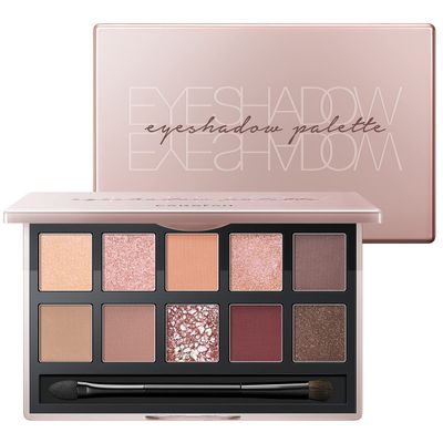 CARSLAN 10 In 1 Color Eyeshadow Palette, Matte, Shimmer, Glitter Pigment Eye Shadow Blush Makeup Pallete, Neutral Nudes Pink Eye Makeup Palette with Mirror, 08.Lost Rose