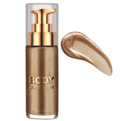 Body Luminizer, Highlighter Makeup Waterproof Moisturizing Glow Illuminator Liquid Foundation for Face &amp; Body,Smooth Body Shimmer Lotion(#03 Glistening Bronze