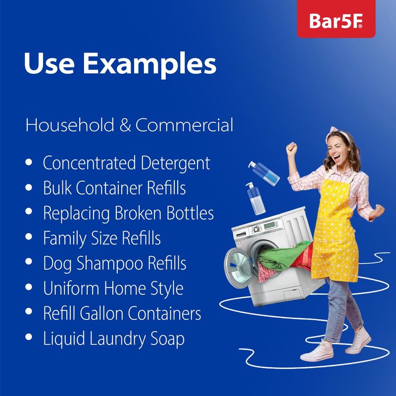 Bar5F Pump Bottle 32-Ounce 1-Liter Empty for Shampoo Conditioner Body Wash Lotion BPA-Free Crystal-Clear