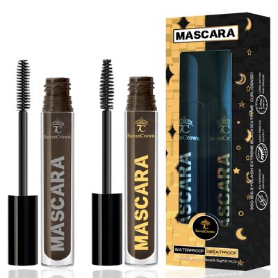 7C SEVENCROWN Mascara Brown Volume and Length Waterproof Vegan &amp; Cruelty Free | Holiday Gift for Beauty Lovers | False Lash Effect