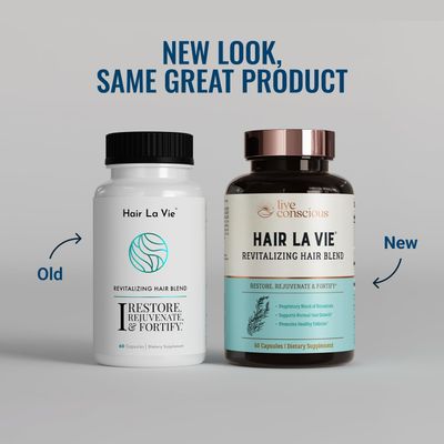 Hair La Vie Live Conscious Revitalizing Blend Hair Growth Vitamins for Women to Support Health of Hair - Supplements wBiotin, Collagen & Saw Palmetto for Thick, Full Hair - 60 Caps