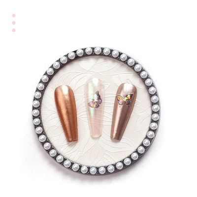 SUKPSY 1 Pc Resin Nail Art Palette Nail Art Display Holder Round Inlay Rhinestone Makeup Palette Nail Painting Palette Gel Polish Colors Mixing Pallet (White)