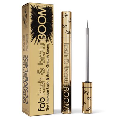 Fab Lash and Brow Boom - The Ultimate Lash and Brow Growth Serum - Lash Serum for Thicker, Longer &amp; Fuller Lashes and Brows - Infused with Castor Oil, Biotin &amp; Eyelash Primer for Healthy Hair Growth