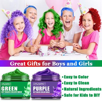 4 Colors Temporary Hair Color for Kids,Valentines Day Gifts for Teens,Girls,Boys,Gifts for Kids,Temporary Hair Dye,Hair Color Spray Green Red Blue Purple Hair Dye Hair Wax Color,Instant Hair Color Wax