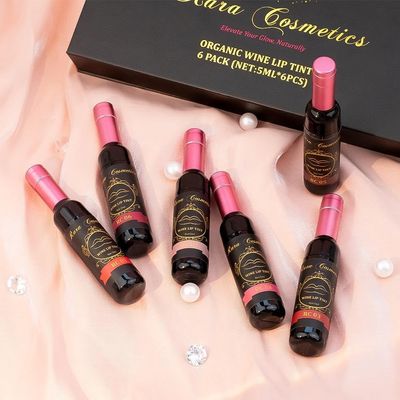 Rara Organic Wine Lip Tint Set, Multi color Six-Piece Pack Lip Gloss 6 pieces Set, 5ml Each