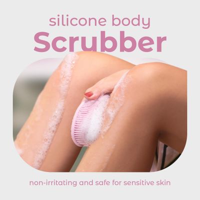 MainBasics Exfoliating Silicone Body Scrubber Pro 2-in-1 Shower Scrubber for Body, Silicone Loofah and Body Exfoliator (Pale Pink, Body  Exfoliate)