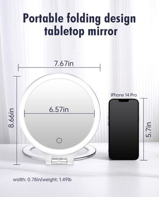 FASCINATE Magnifying Mirror 10X 1X Double Sided Magnification Makeup Vanity Mirror Rechargeable Lighted Mirror with 3 Color Setting Adjustable Rotation LED Vanity Desk Mirror