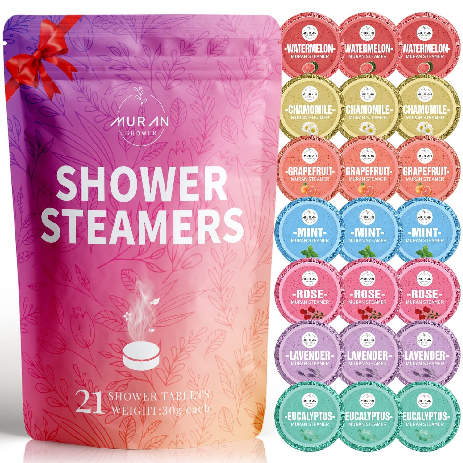Shower Steamers Aromatherapy 21-Pack Shower Bombs Valentines Day Gifts for Her Him Mom Wife, Eucalyptus Rose Lavender Mint Wrapefruit Chamomile Watermelon Essential Oil, Birthday Gifts for Women