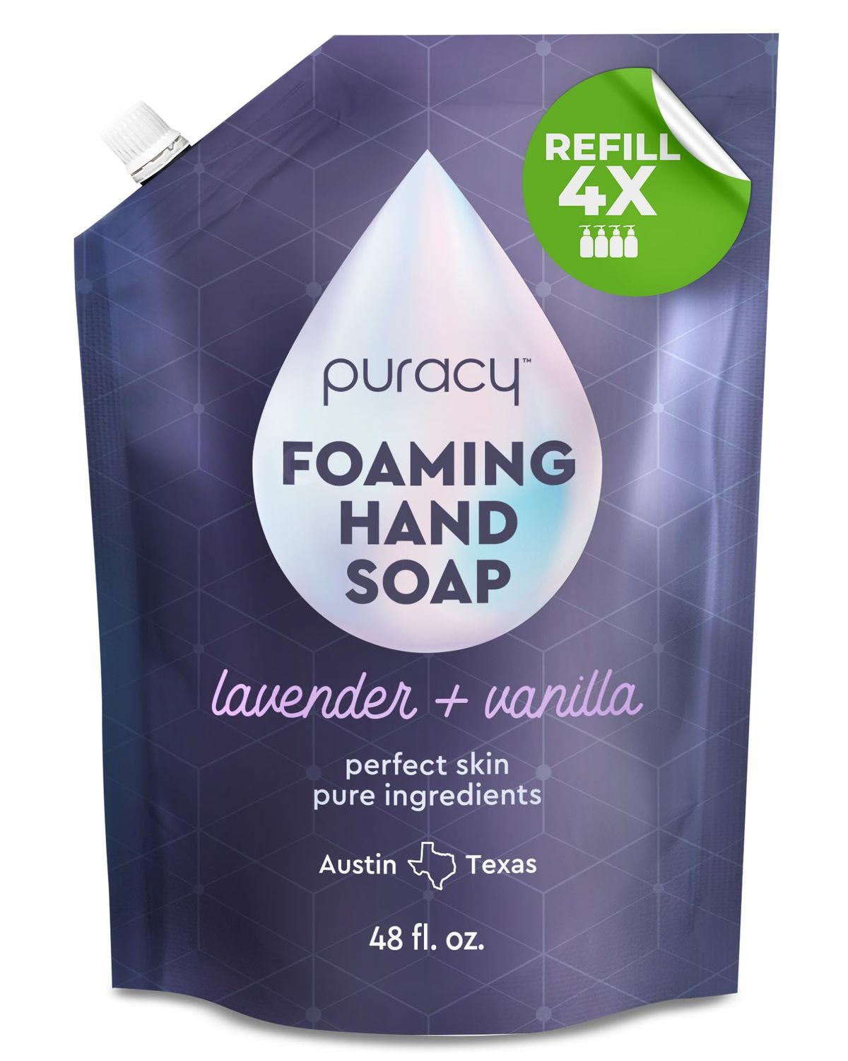 Puracy Foaming Hand Soap Refill - Plant-Powered Natural Hand Soap As Seen on TikTok, Non-Toxic, Sulfate-Free Liquid Soap, Moisturizing Foam Handwash Liquid (Lavender &amp; Vanilla, 48 fl oz)