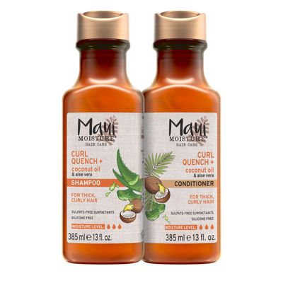 Maui Moisture Curl Quench  Coconut Oil Shampoo  Conditioner to Hydrate and Detangle Tight Curly Hair, Softening Shampoo, Vegan, Silicone &amp; Paraben-Free, 13 Fl Oz