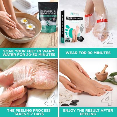 Lavinso Foot Peel Mask for Dry Cracked Feet - 2 Pack Dead Skin Remover Foot Mask for Cracked Feet and Callus - Exfoliating Feet Peeling Mask for Soft Baby Feet, Original Scent