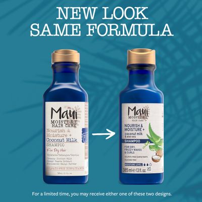 Maui Moisture Nourish & Moisture Coconut Milk Shampoo to Hydrate and Detangle Curly Hair, Lightweight Daily Moisturizing Shampoo, Vegan, Silicone & Paraben-Free, 13 fl oz