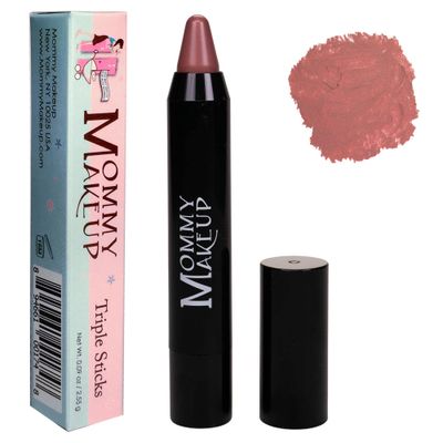 Mommy Makeup Triple Sticks Lipstick &amp; Cream Blush in Daisy Glow (A Neutral Pink with Golden Shimmer) - Soft &amp; Creamy, Moisturizing Multistick For Lips &amp; Cheeks with Medium Coverage