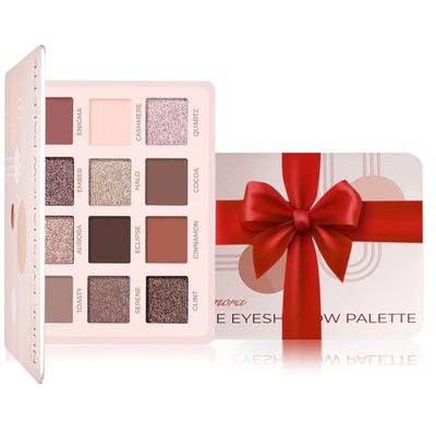 Lamora Nude Eyeshadow Palette Makeup - 12 Neutral Pigmented Matte &amp; Shimmer Shades - Travel Size Eye Shadow With Mirror