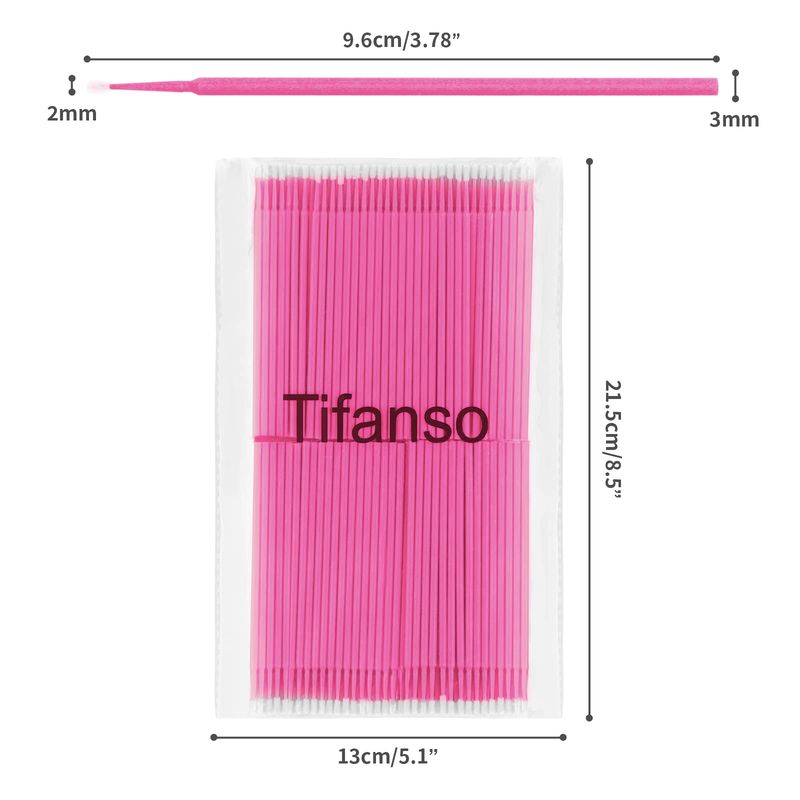 tifanso 400PCS Micro Cotton Swabs, Micro Swabs for Eyelash Extension, Disposable Micro Applicator Brush Micro Eyelash Swabs Pink(Head Diameter 2.0mm)
