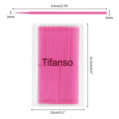 tifanso 400PCS Micro Cotton Swabs, Micro Swabs for Eyelash Extension, Disposable Micro Applicator Brush Micro Eyelash Swabs Pink(Head Diameter 2.0mm)