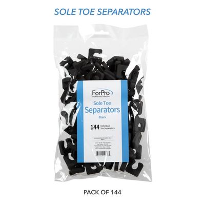 ForPro Sole Toe Separators - Black Luxurious Foam Separators - Individual Toe Separators for Pedicures  144-Count