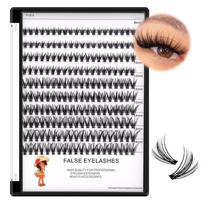 Dedila Large Tray-20Roots Thickness 0.07mm Mixed 8-10-12-14mm 9-11-13-15mm 12-14-16mm Black Soft and Light Individual False Eyelashes Dramatic Look Makeup Volume Eye Lashes Cluster (8-10-12-14MM)