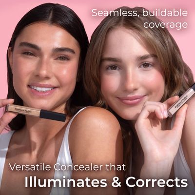 MCoBeauty Brighten &amp; Perfect Cream Concealer, 2 Light Natural, Brightening Coverage for Flawless Complexion, Vegan, Cruelty Free Cosmetics
