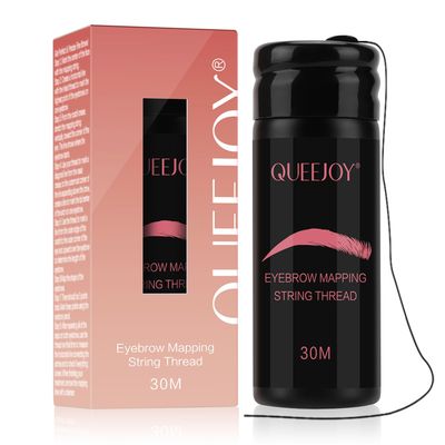 QUEEJOY Brow Mapping String - 100 Ft Bottles - 30 m Pre-inked Eyebrow Mapping String Thread, Eyebrow Mapping Tool with Instructions, hilo para marcar cejas for Marking Symmetrical Eyebrows (Black)