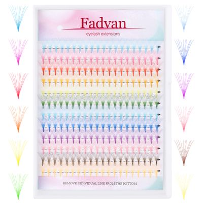 Colored Lash Extensions 240PCS 12 Color Premade Fans Eyelash Extensions 10D 15mm Color Lashes Extension 0.07 D Curl Professional Soft and Light Weight Colored Individual Lashes (12 Color-0.07D, 15mm