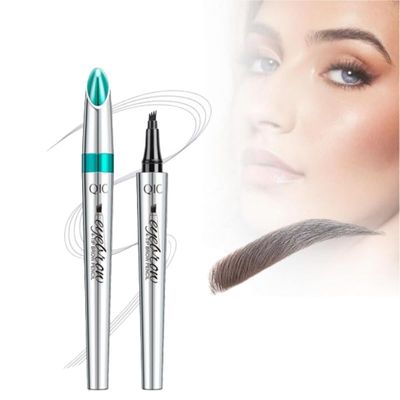 2024 New Magic Eyebrow Pencil 4 Fork Tip 3D Microblading, Waterproof Natural Makeup Fine Stroke Eyebrow Tattoo Pencil with 4 Micro-Fork Tip for Women Girls(Black)