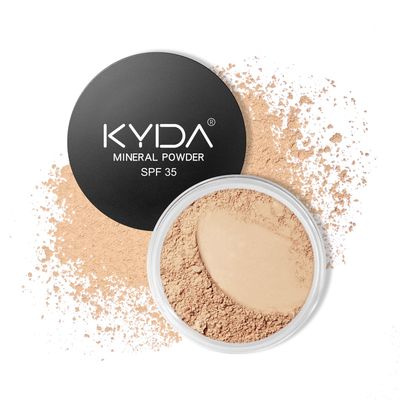 KYDA Mineral Powder Foundation, SPF 35, Lightweight Loose Powder Foundation, Skin-improving Mineral Foundation, Buildable Coverage, Natural Glow Base Makeup, Fair Light
