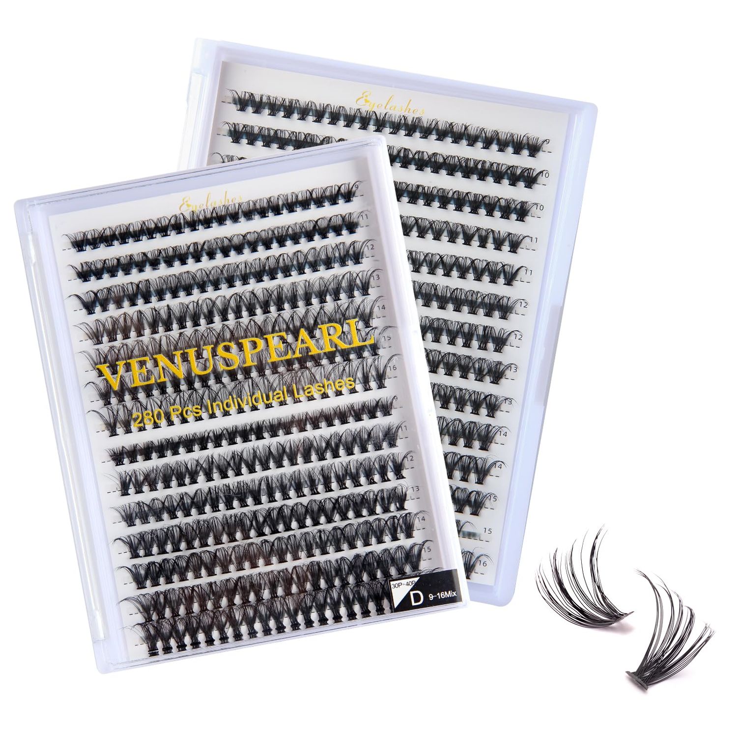 VENUSPEARL Lash Clusters 0.07D-9-16MIX LASH Individual Lashes 280 Clusters False Eyelash 30D 40D Cluster Eyelash Extensions Individual Lashes Cluster DIY Lash Extensions at Home (3040-0.07D,9-16MIX)