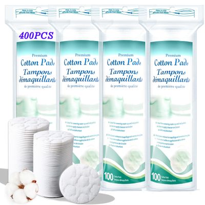 ZPCO Premium Cotton Rounds for Face, 400 Count Makeup Remover Pads,100% Pure &amp; Natural Facial Cleansing Round Pads for Makeup Removal, Nail Polish Remover Pads