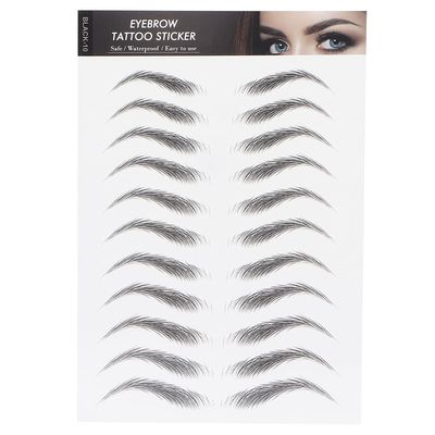 6D Eyebrow Sticker Professional Waterproof Eyebrow Transfer Sticker Eyebrow Makeup Tool for Women and Girls (Black)(BLACK-10)