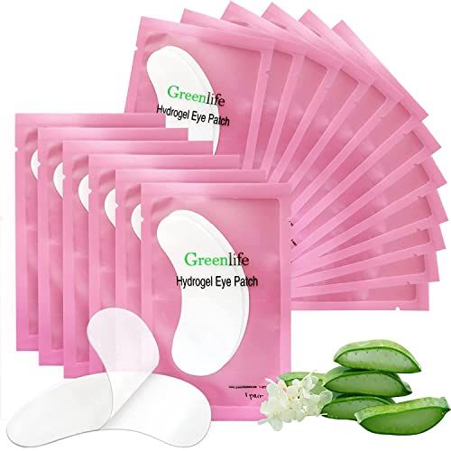 100 Pairs GreenLife Natural Hydrogel Eye Gel Pads - Collagen and Aloe Vera Patches for Under Eyes - Eyelash Extension Kit