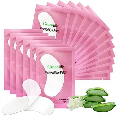 100 Pairs GreenLife Natural Hydrogel Eye Gel Pads - Collagen and Aloe Vera Patches for Under Eyes - Eyelash Extension Kit