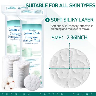 ZPCO Premium Cotton Rounds for Face, 400 Count Makeup Remover Pads,100% Pure & Natural Facial Cleansing Round Pads for Makeup Removal, Nail Polish Remover Pads