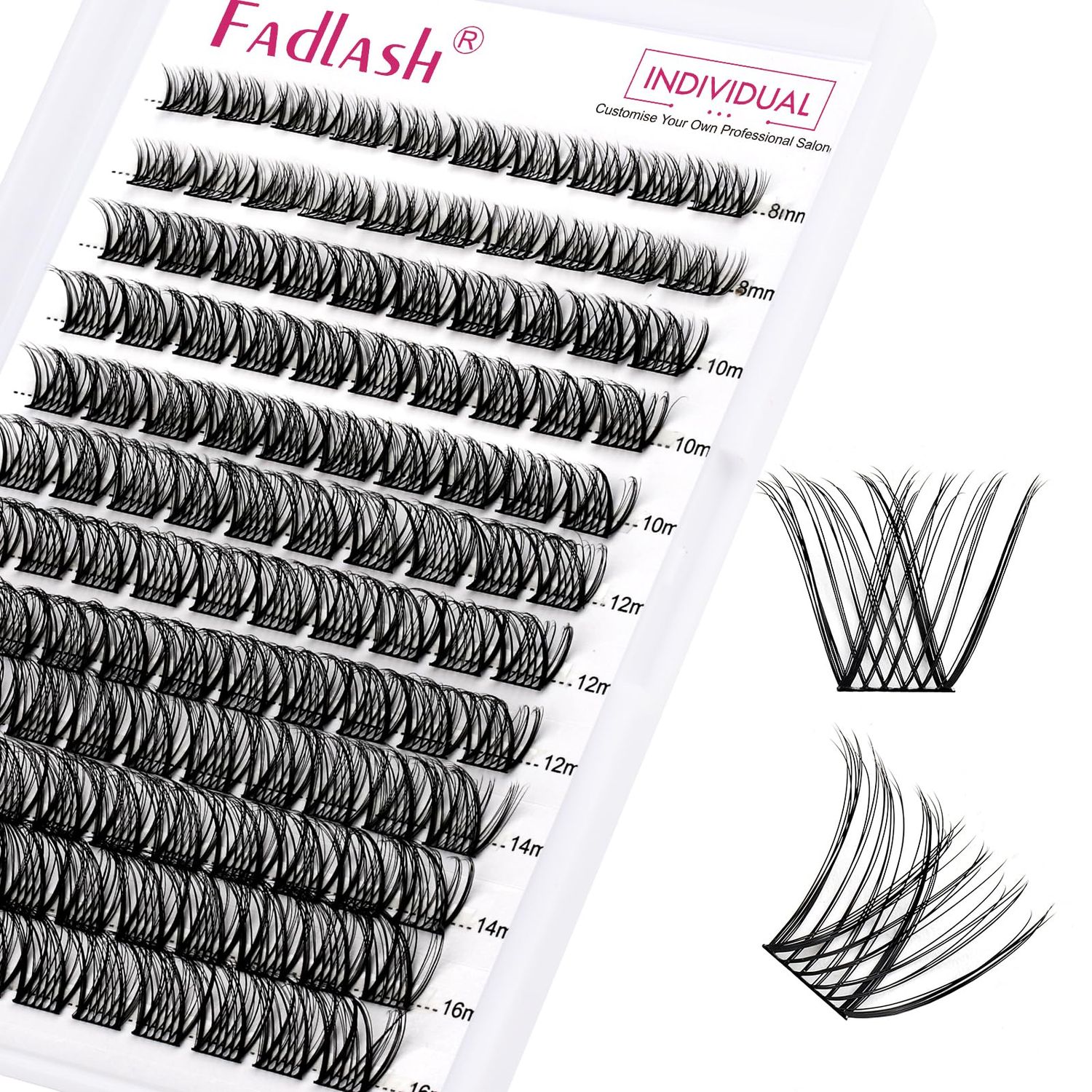 Lash Clusters DIY Eyelash Extensions 120 Clusters Lashes D Curl 0.07 Natural Individual Lash Extensions Mixed Tray False Eyelashes Soft &amp; Strong Thin Band DIY at Home (F30-0.07D, 8-16mm)