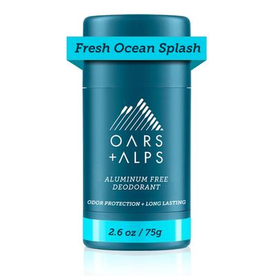 Oars  Alps Aluminum Free Deodorant for Men and Women, Dermatologist Tested and Made with Clean Ingredients, Vegan, Travel Size, Fresh Ocean Splash, 1 Pack, 2.6 Oz