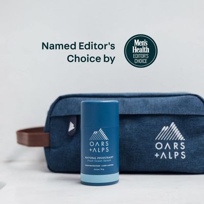 Oars  Alps Aluminum Free Deodorant for Men and Women, Dermatologist Tested and Made with Clean Ingredients, Vegan, Travel Size, Fresh Ocean Splash, 1 Pack, 2.6 Oz